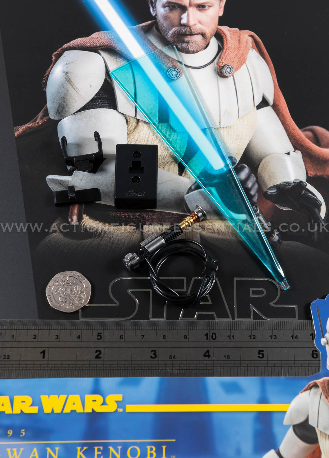 Star Wars Hot Toys Obi Wan Kenobi LED Lightsaber Set Clone Wars TMS095 1/6 Part Clone Trooper