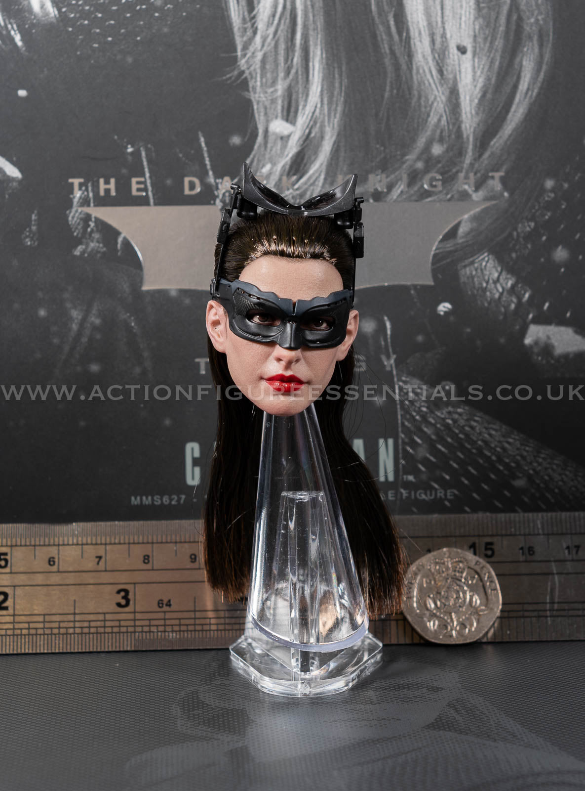 Hot Toys Catwoman Goggles & Head Sculpt with Rooted Hair (Anne Hathaway) - Batman 1/6 Scale Parts MMS627