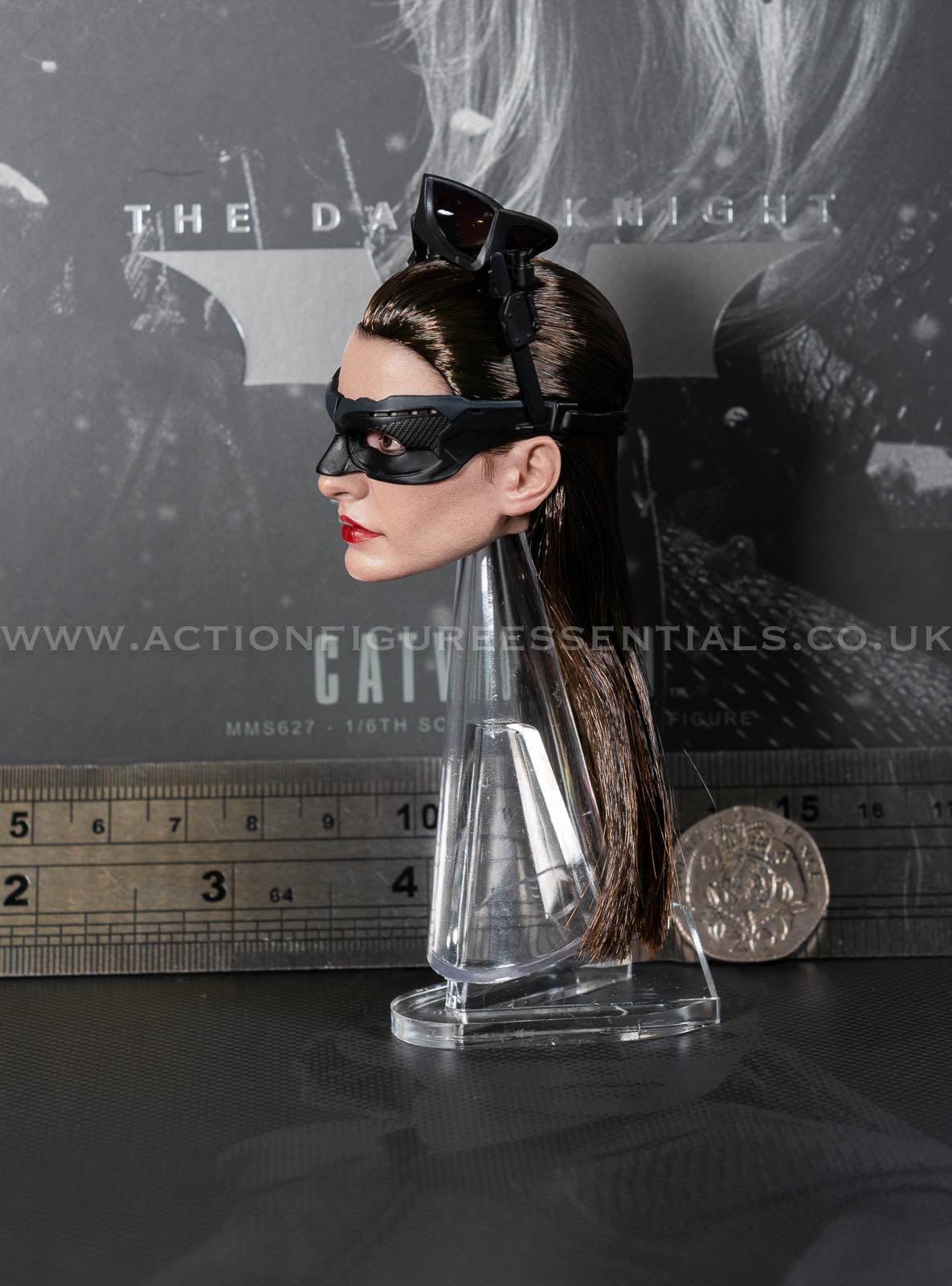 Hot Toys Catwoman Goggles & Head Sculpt with Rooted Hair (Anne Hathaway) - Batman 1/6 Scale Parts MMS627
