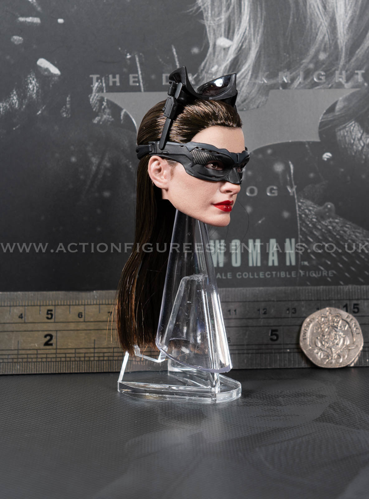 Hot Toys Catwoman Goggles & Head Sculpt with Rooted Hair (Anne Hathaway) - Batman 1/6 Scale Parts MMS627