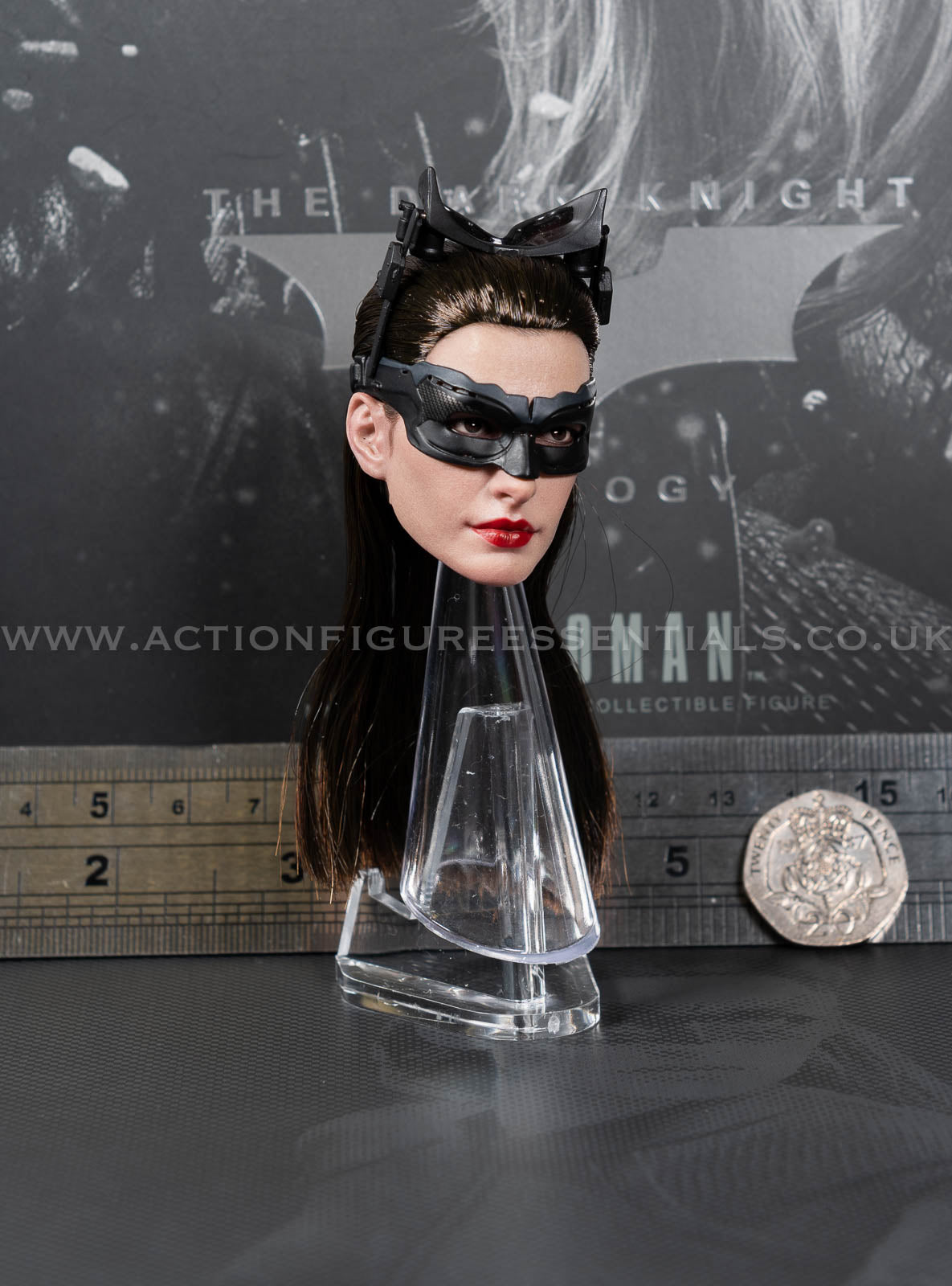Hot Toys Catwoman Goggles & Head Sculpt with Rooted Hair (Anne Hathaway) - Batman 1/6 Scale Parts MMS627