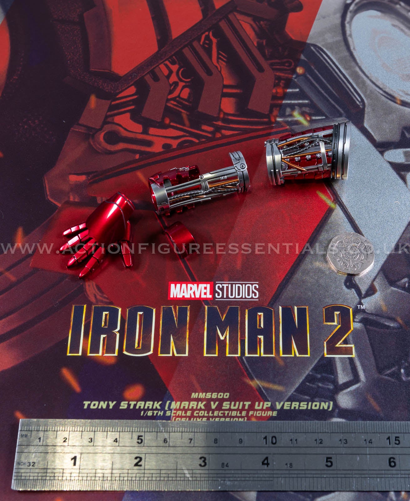 Hot Toys Iron Man 2 Right Arm Armor Suit Up Set Deluxe Version MMS600 1/6 Scale Parts Marvel