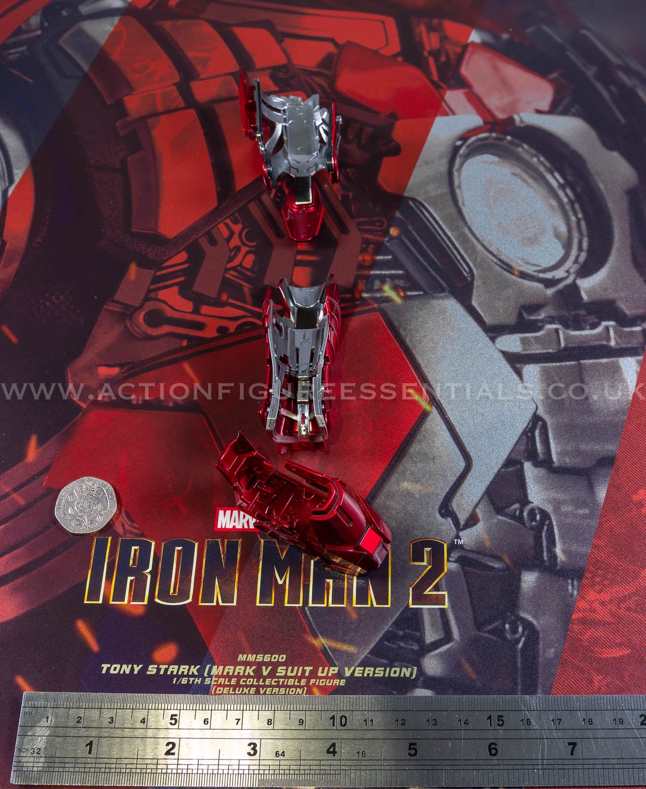 Hot Toys Iron Man 2 Left Leg Armor Suit Up Set Deluxe Version MMS600 1/6 Scale Parts Marvel