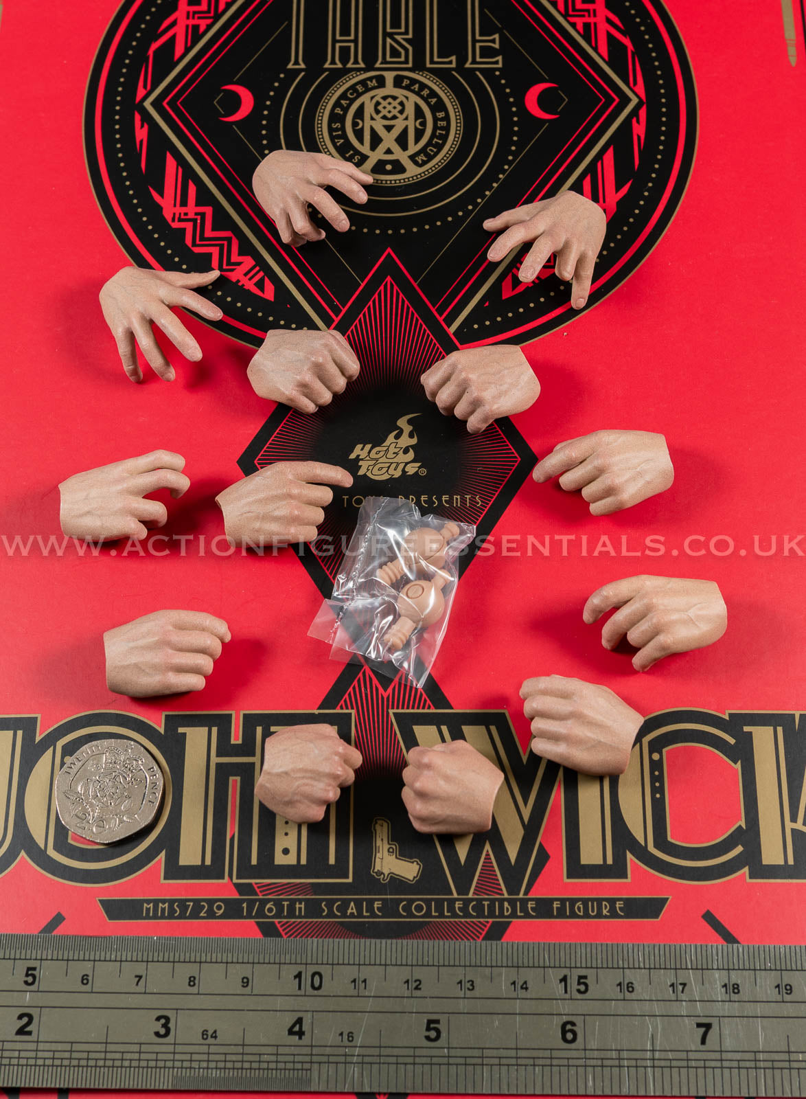Hot Toys - John Wick - Hands w Wrist Pegs - Keanu Reeves - MMS729 1:6 Loose Parts