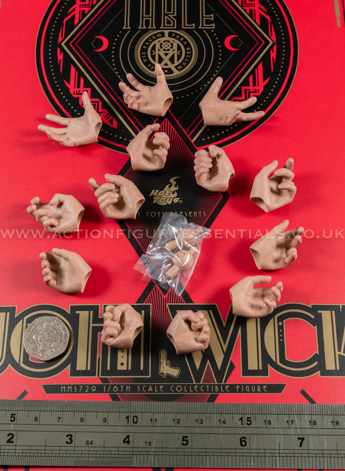 Hot Toys - John Wick - Hands w Wrist Pegs - Keanu Reeves - MMS729 1:6 Loose Parts