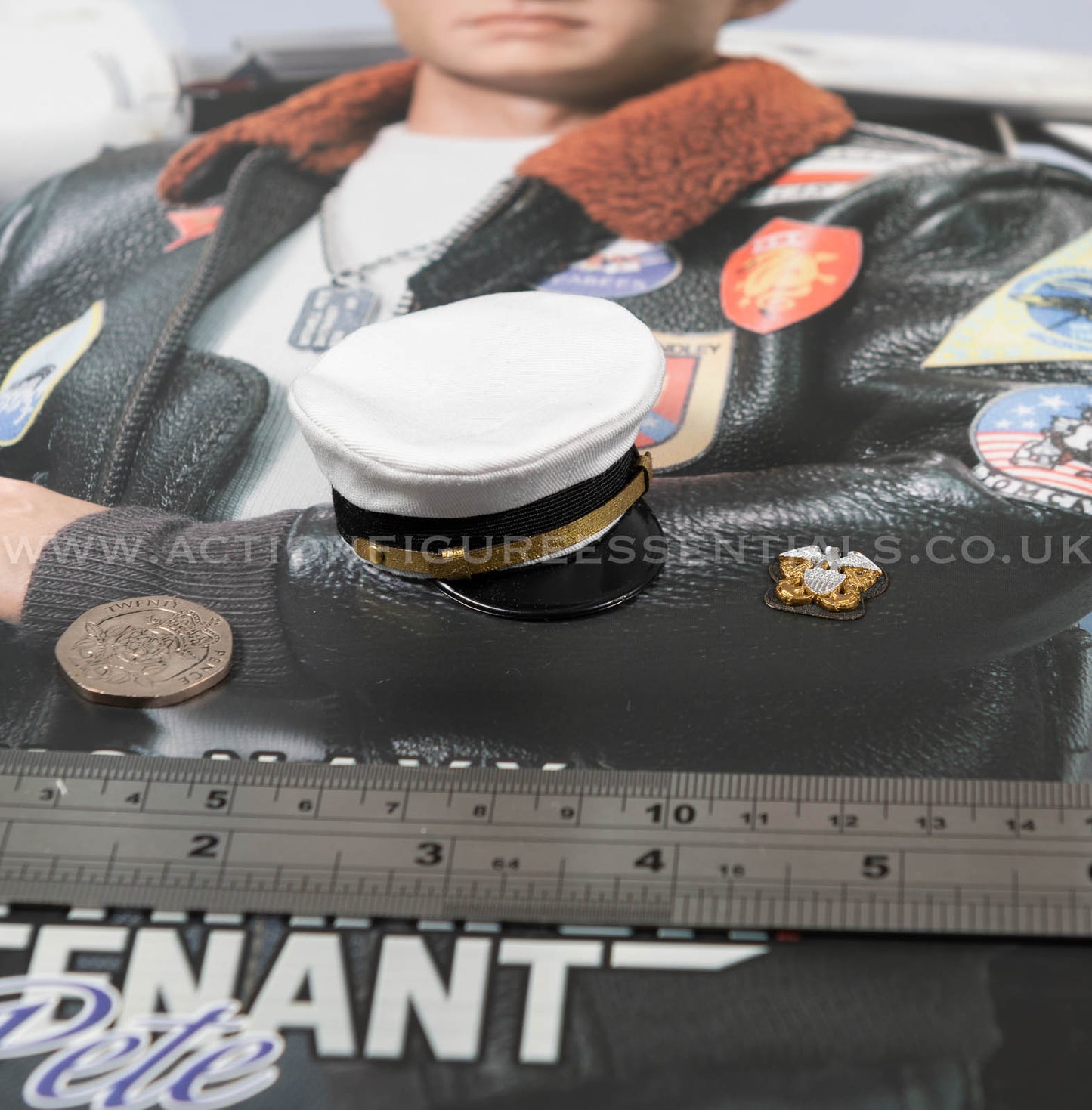 Top Gun - Officers White Cap Visor - Maverick - MA80181 US Navy Naval Aviator Lieutenant Pete - DID - 1:6 Loose Parts