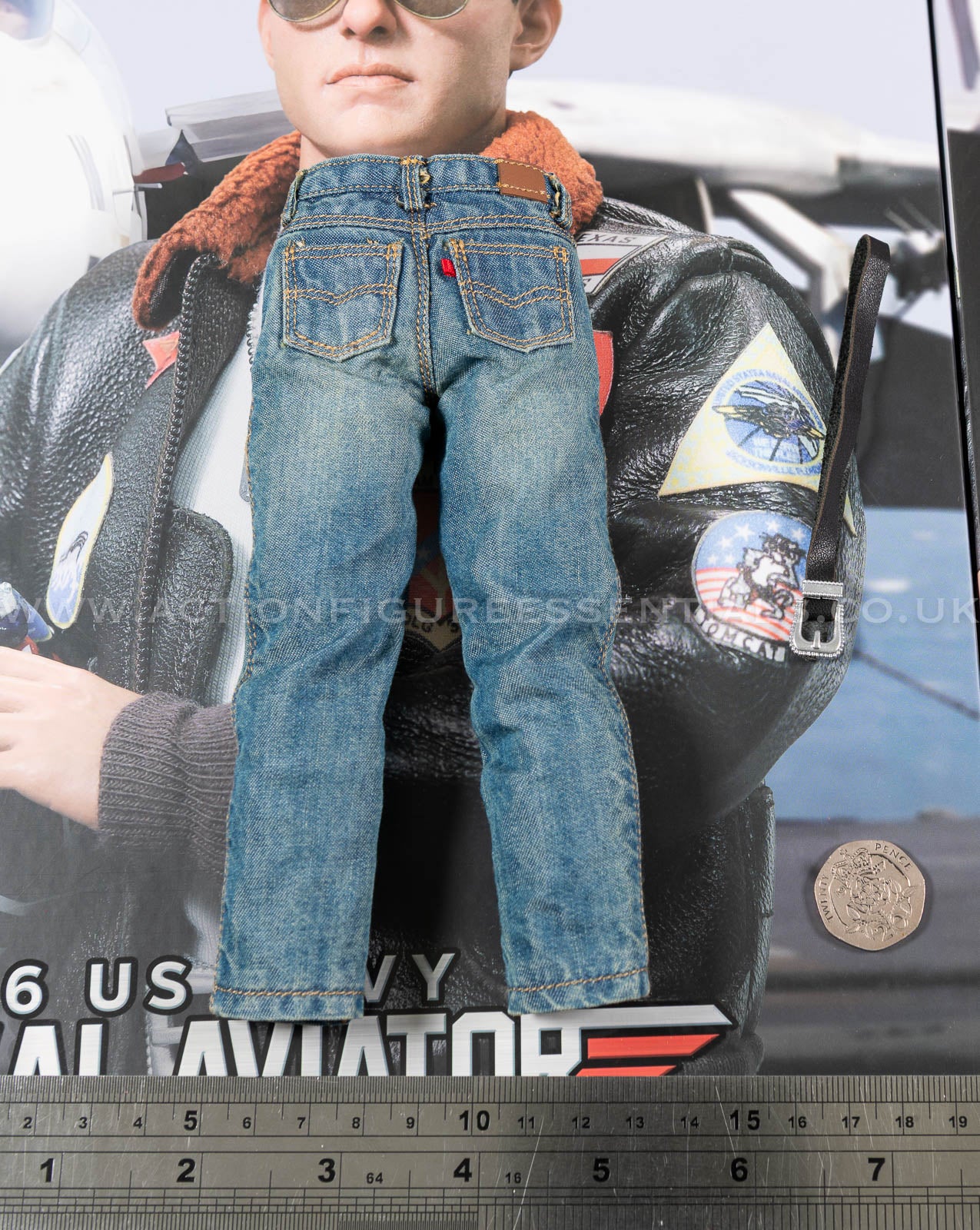 Top Gun - Jeans w Leather Belt - Maverick - MA80181 US Navy Naval Aviator Lieutenant Pete - DID - 1:6 Loose Parts