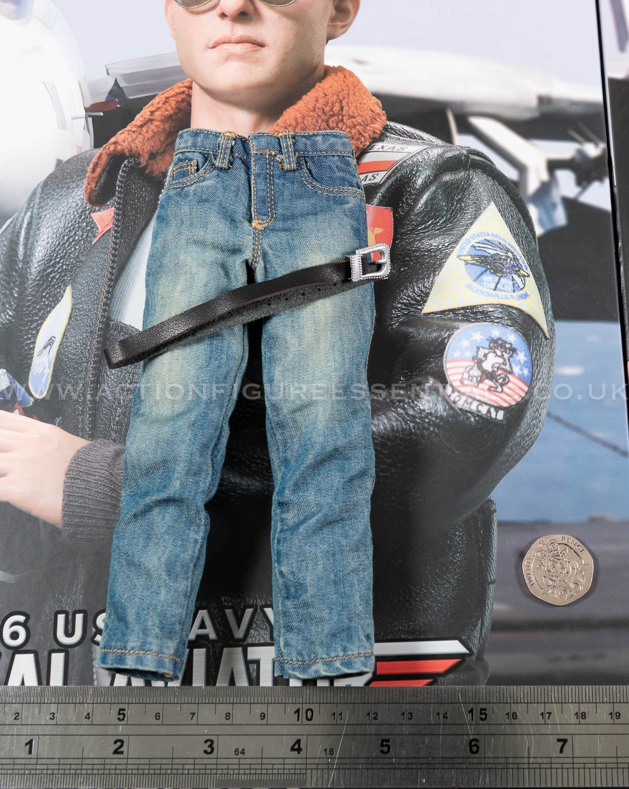 Top Gun - Jeans w Leather Belt - Maverick - MA80181 US Navy Naval Aviator Lieutenant Pete - DID - 1:6 Loose Parts