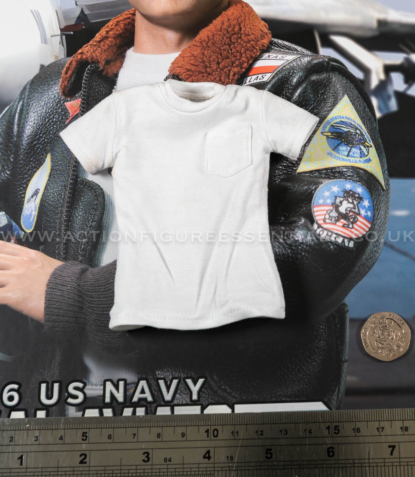 Top Gun - White T Shirt - Maverick - MA80181 US Navy Naval Aviator Lieutenant Pete - DID - 1:6 Loose Parts