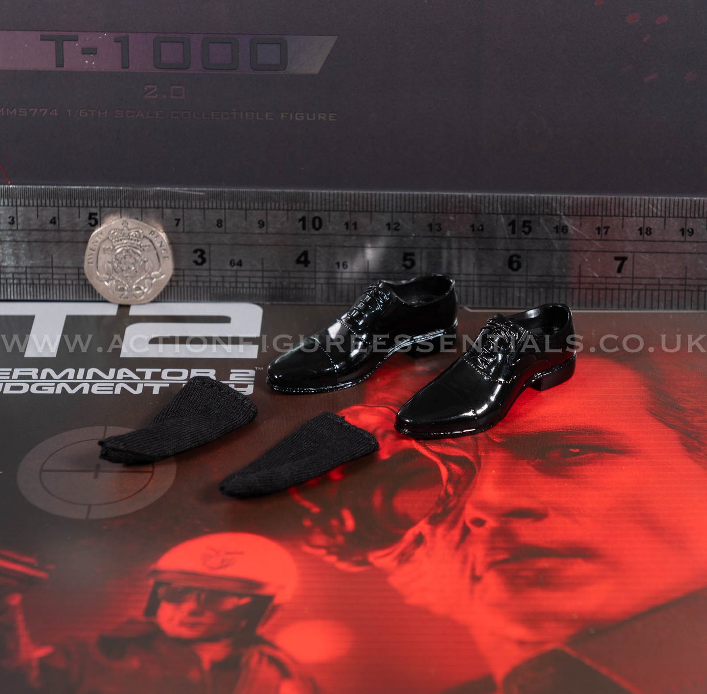 Hot Toys - T-1000 Terminator 2.0 Police Shoes Socks Set - MMS774 - 1:6 Loose Parts