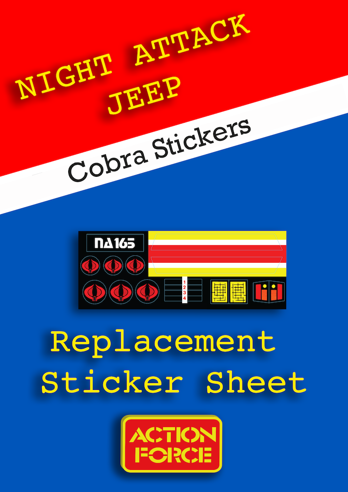 Vintage Action Force - Night Attack Jeep - NAJ - Sticker Sheet Replacement - Palitoy