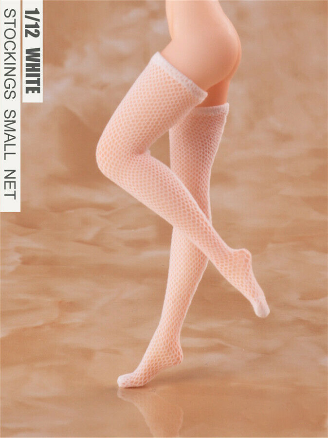 1/12 Scale Female Stockings Small Net - Black / White - Action Figure Clothes Clothing