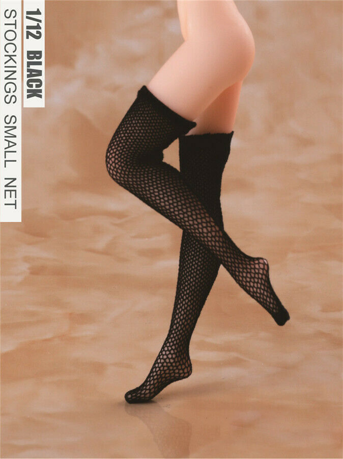 1/12 Scale Female Stockings Small Net - Black / White - Action Figure Clothes Clothing