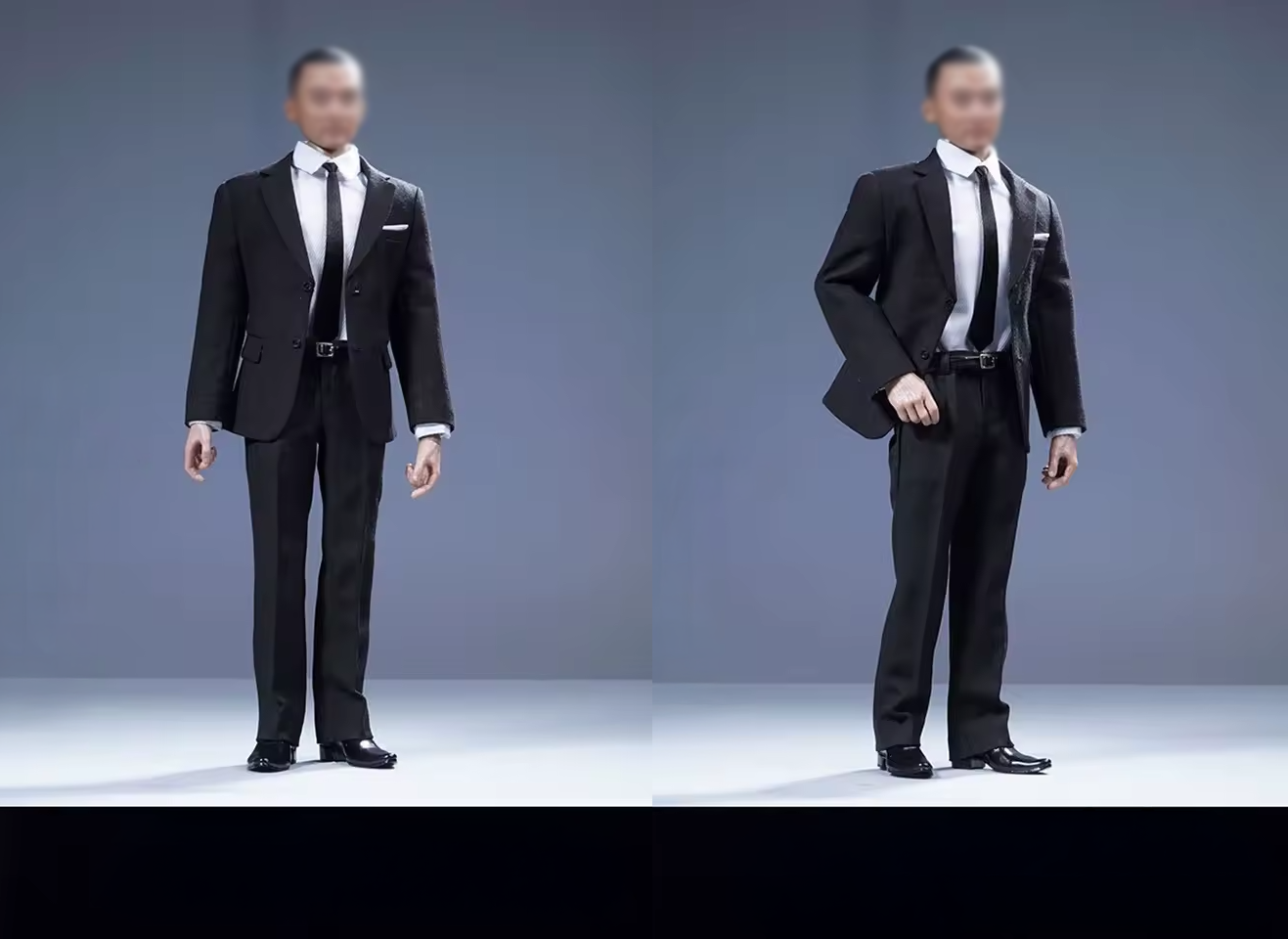 1/6 Scale Black Suit Set for 12" Action Figures - Jacket Shirt Trousers/Pants Tie Shoes Belt