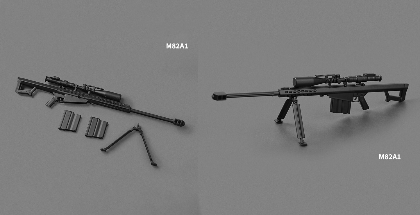 1/12 Scale Action Figure Weapons – Individual Assault Sniper Machine Gun Models for 6” Figures