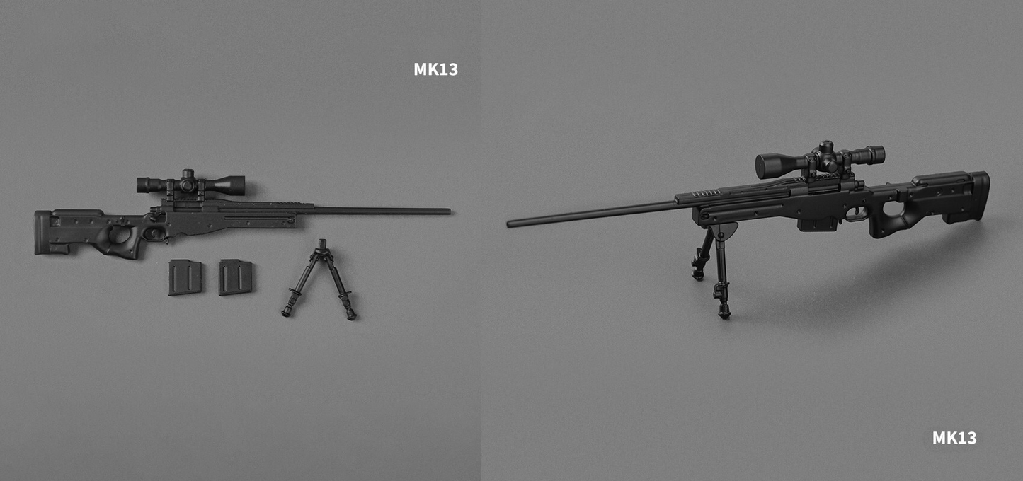 1/12 Scale Action Figure Weapons – Individual Assault Sniper Machine Gun Models for 6” Figures