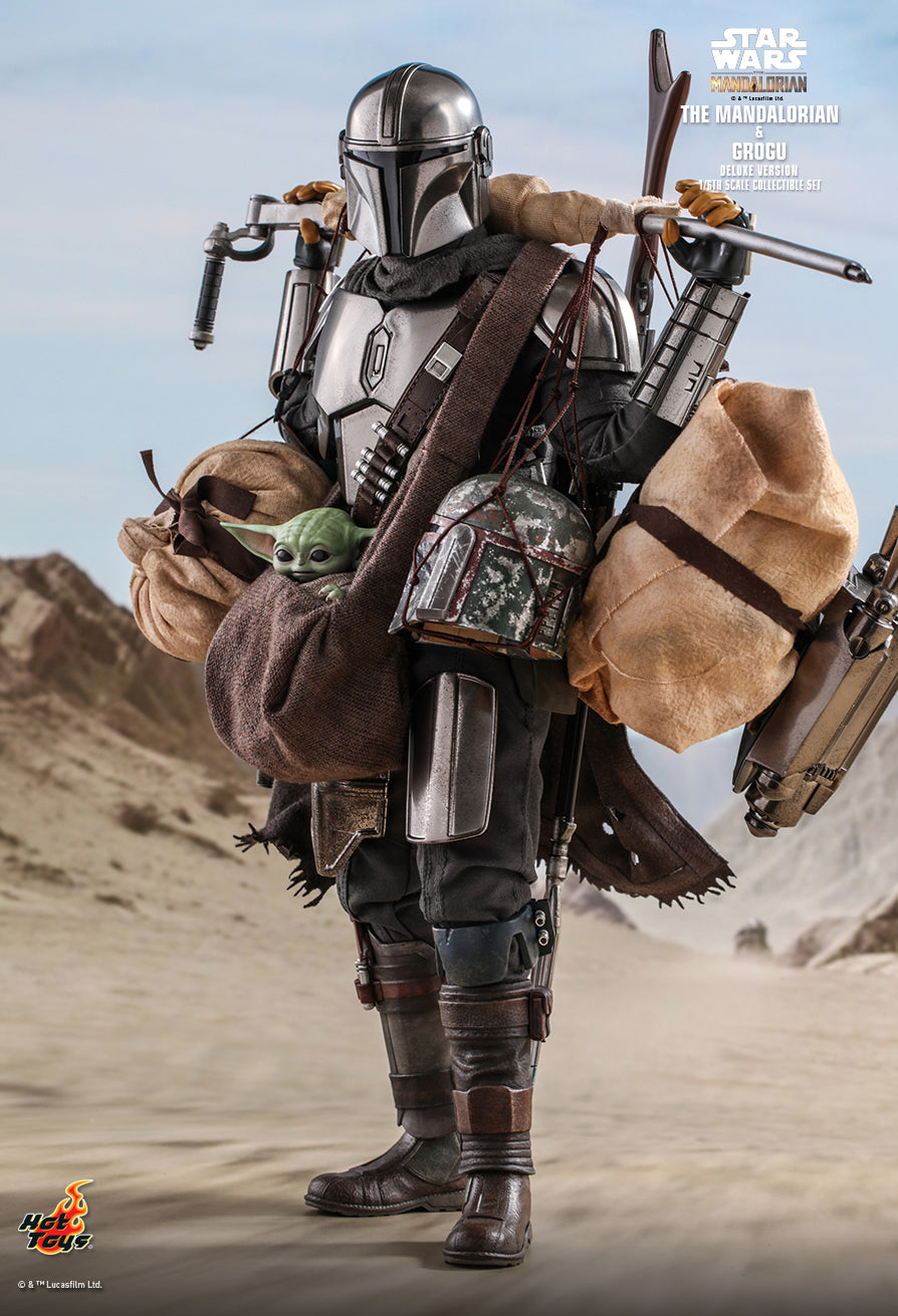 Hot Toys 1:6 The Mandalorian (Chrome) Din Djarin Grogu Deluxe Set TMS052 Star Wars
