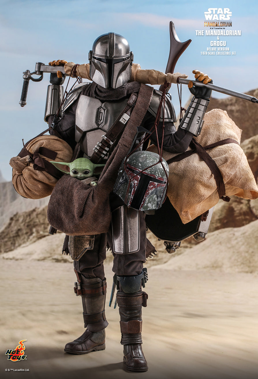 Hot Toys 1:6 The Mandalorian (Chrome) Din Djarin Grogu Deluxe Set TMS052 Star Wars