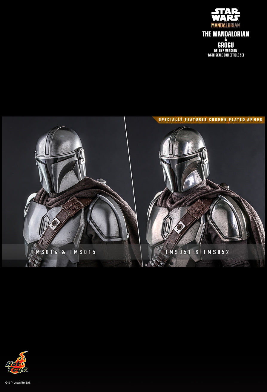 Hot Toys 1:6 The Mandalorian (Chrome) Din Djarin Grogu Deluxe Set TMS052 Star Wars