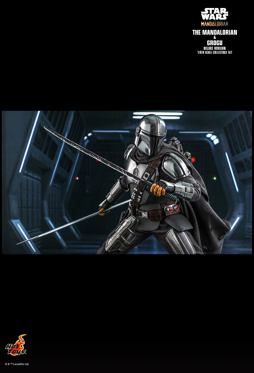 Hot Toys 1:6 The Mandalorian (Chrome) Din Djarin Grogu Deluxe Set TMS052 Star Wars