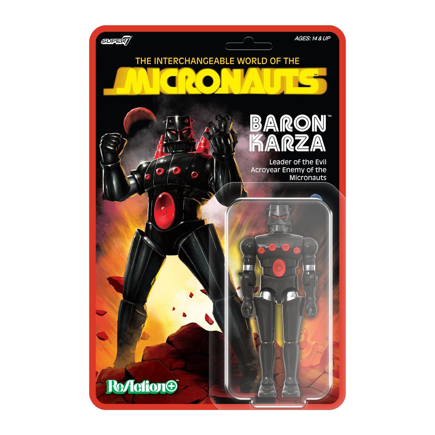 Micronauts - Baron Karza - Super7 Reaction+ Figure - Retro Vintage Style Action Figure (MEGO)