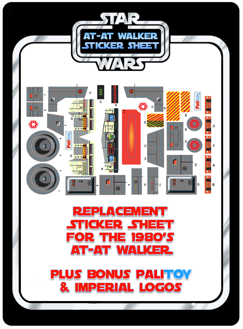 Kenner Vintage Star Wars AT-AT Walker Replacement Stickers + Bonus Rebel and Palitoy Logos
