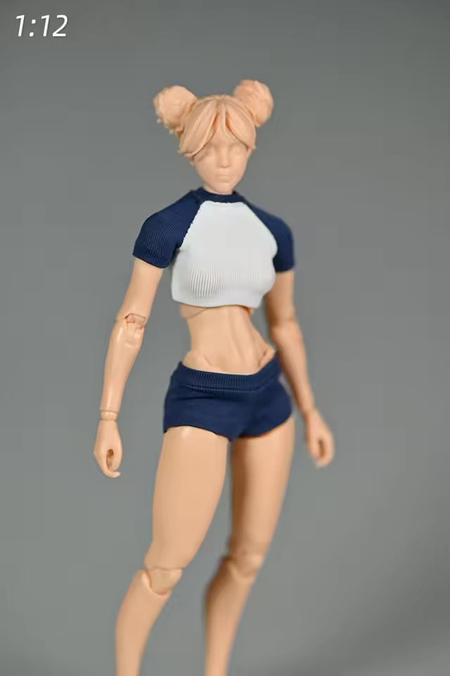 1/12th Scale Student Sportswear T-Shirt Shorts Action Figure Clothes Set