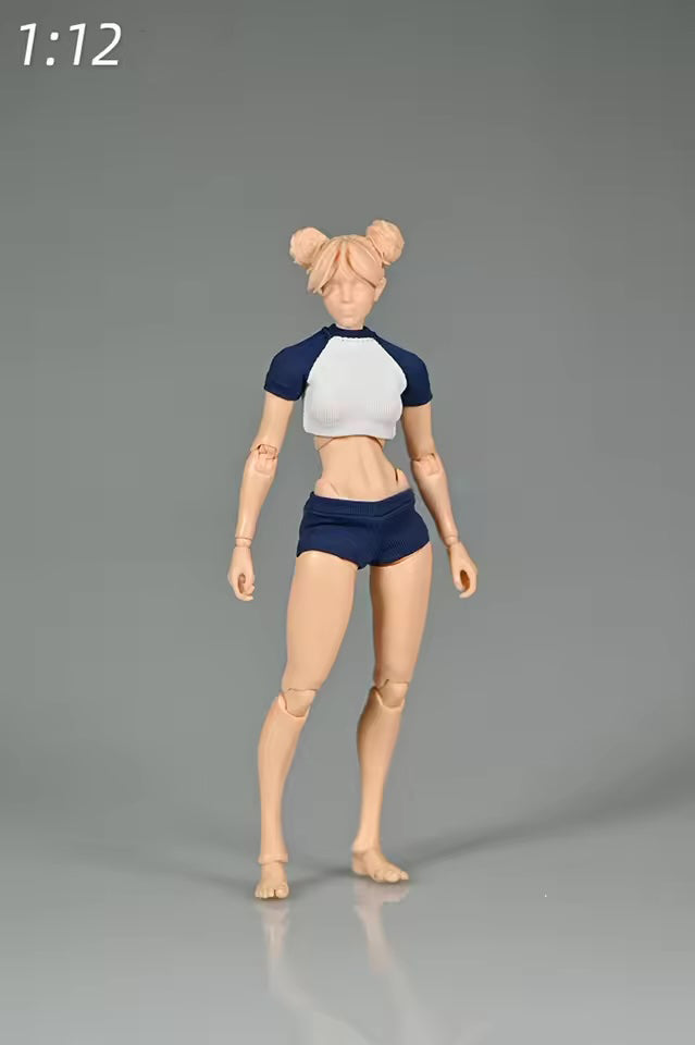 1/12th Scale Student Sportswear T-Shirt Shorts Action Figure Clothes Set