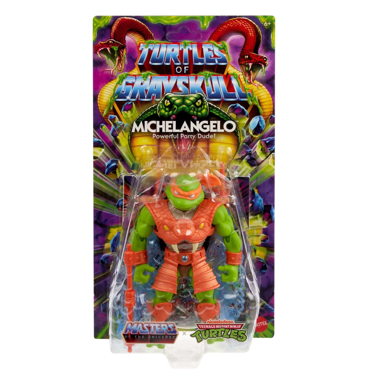 MOTU x TMNT: Turtles of Grayskull Michelangelo (Party Dude) Snake Armour Action Figure