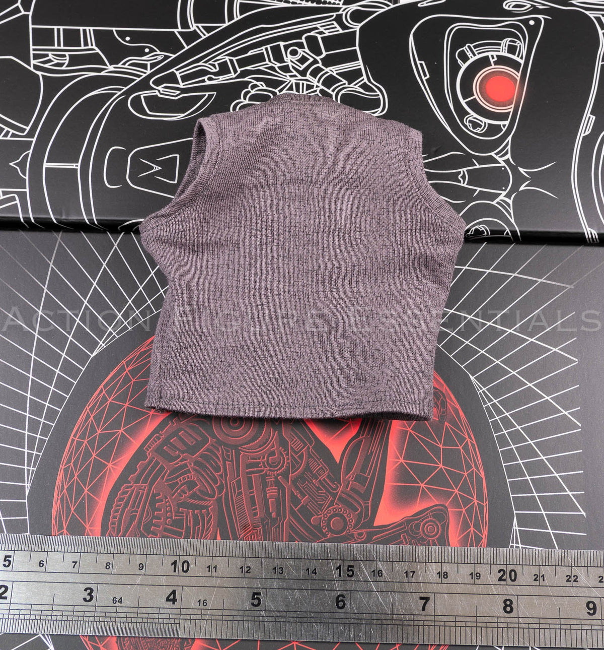 Present Toys Future Warrior T-800 grey battle damaged sleeveless shirt, reverse or detail view of original sixth scale part