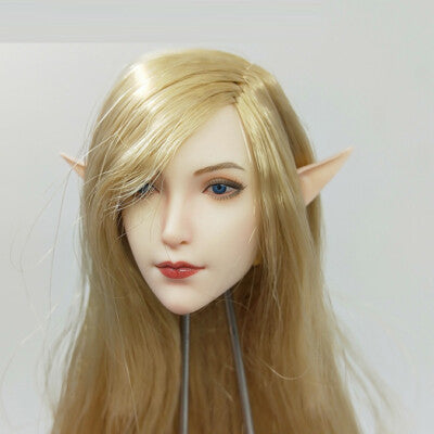 Female Elf Head Sculpt with Swappable Ears - 1/6 Scale - Fantasy - Super Duck 043