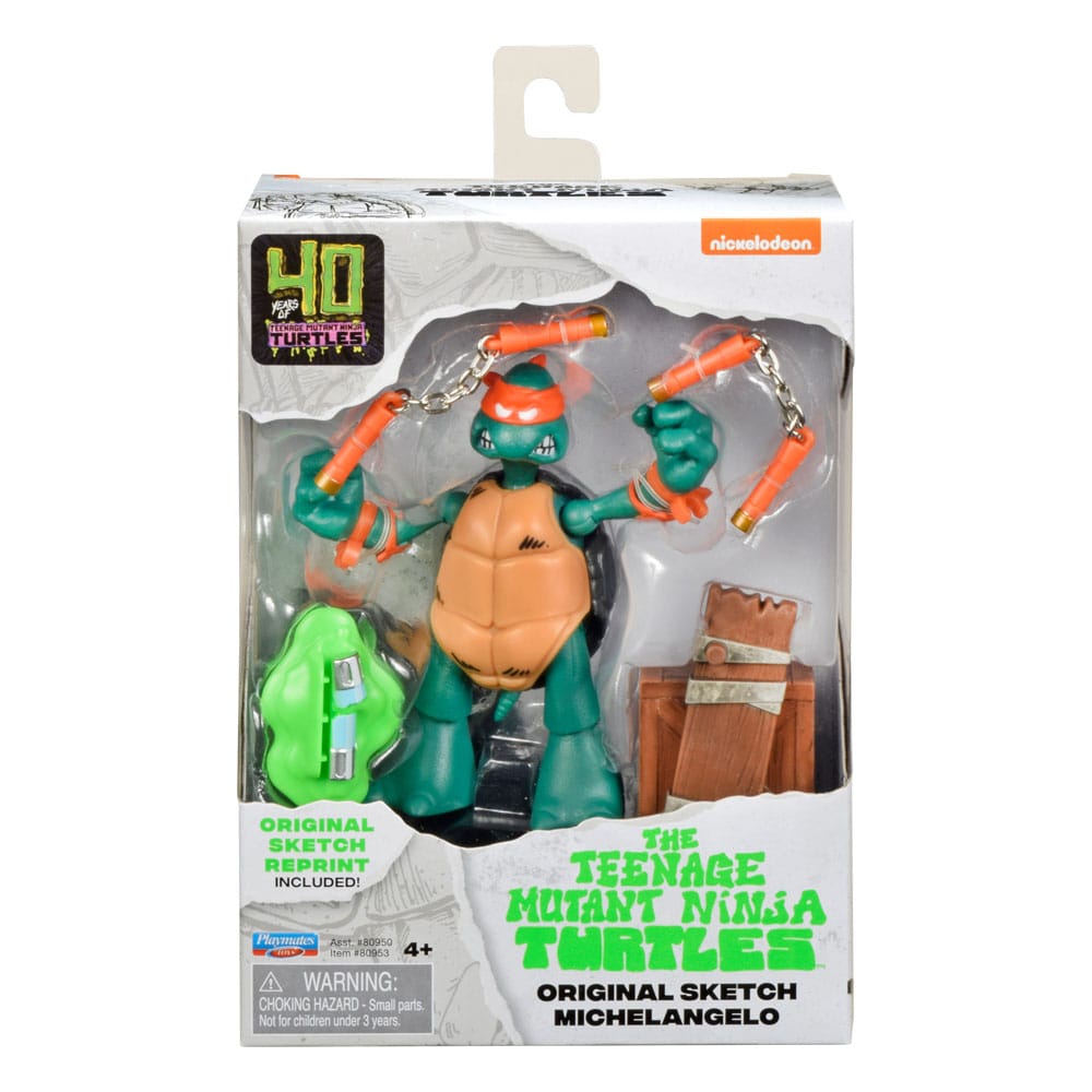 Teenage Mutant Ninja Turtles Michelangelo Action Figure 40th Anniversary Kevin Eastman Original Sketch - TMNT