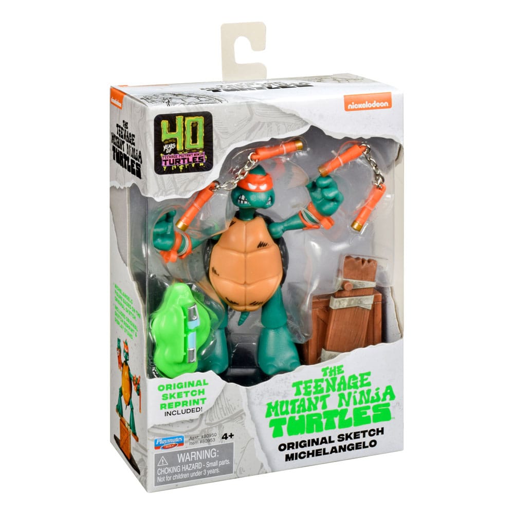 Teenage Mutant Ninja Turtles Michelangelo Action Figure 40th Anniversary Kevin Eastman Original Sketch - TMNT
