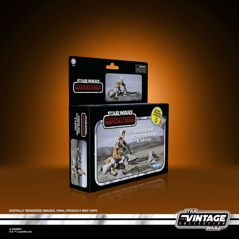 Star Wars: The Mandalorian Vintage Collection Vehicle with Figures Speeder Bike with Scout Trooper & Grogu