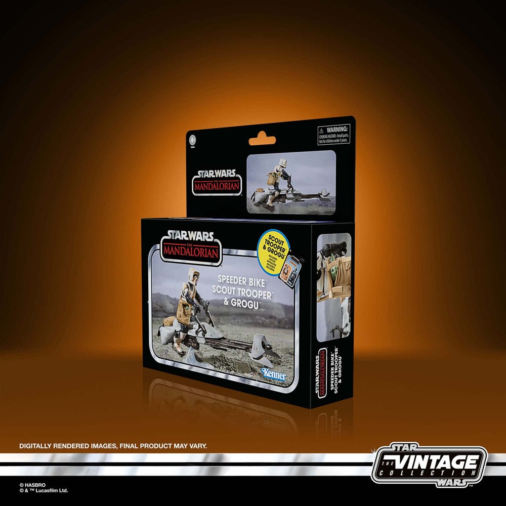 Star Wars: The Mandalorian Vintage Collection Vehicle with Figures Speeder Bike with Scout Trooper & Grogu