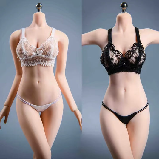 1/6 Scale Tulle Underwear Bra Underpants / Knicker Set Clothing Clothes - Black / White