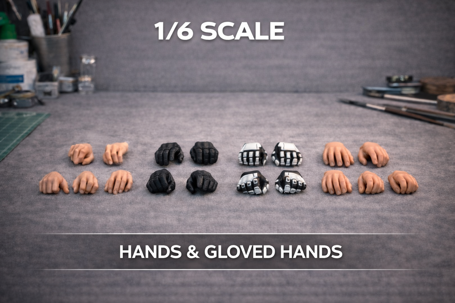 1:6 Hands • Gloved Hands & Wrist Pegs  • Male • Female