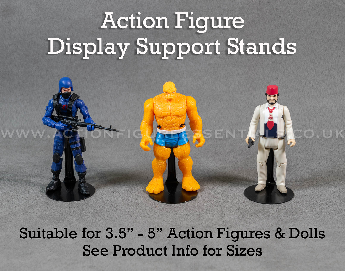 Action Figure Display Support Stands for 3.5” to 5” Figures - Star Wars - GI Joe - Super7 - Marvel and many more