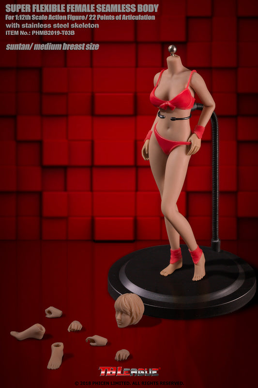 Phicen TBLeague Super-Flexible Female Seamless 1/12 Scale Medium Bust Body / Pale Skin (T03A) Tan Skin (T03B)