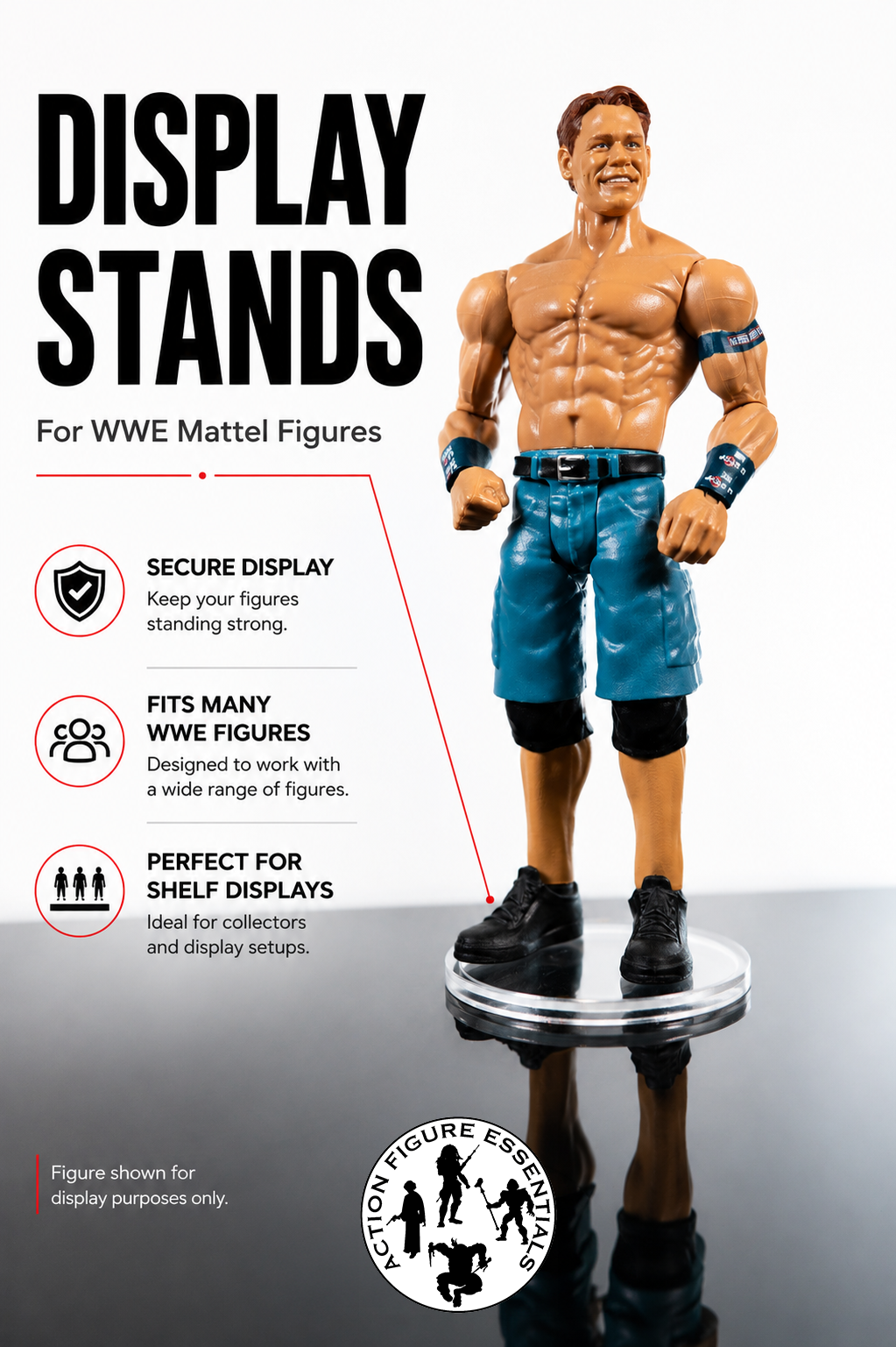 Action Figure Display Stands for WWE Wrestling Figures - Clear