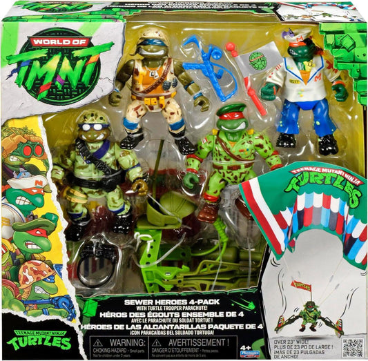 Playmates Teenage Mutant Ninja Turtles Classic Sewer Heroes 4-Pack with Parachute