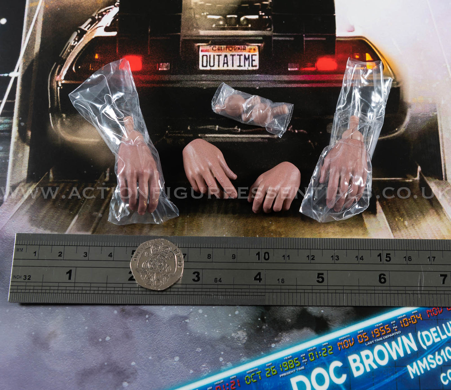 Hot Toys Doc Brown Hand Wrist Peg Set MMS610 Deluxe 1/6 Figure Parts