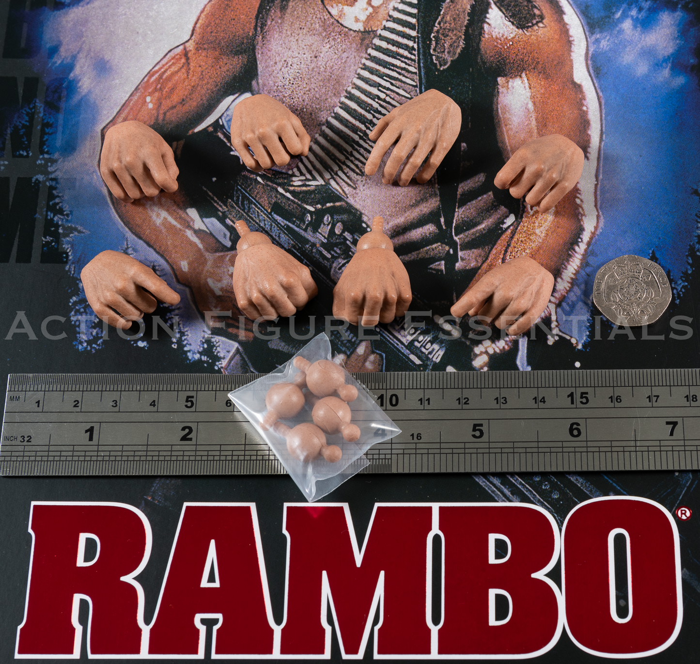 Threezero Rambo First Blood x8 Hands x6 Wrist Pegs 1/6 Figure Parts