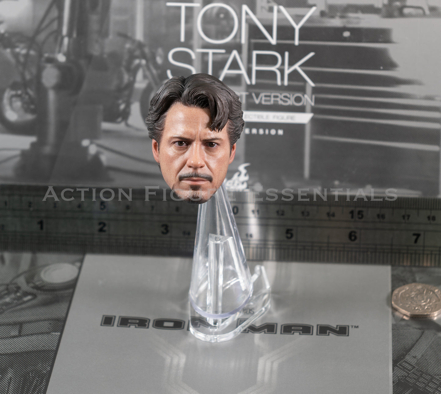 Hot Toys Head Sculpt Tony Stark Mech Test Work Shop MMS582 1/6 Scale Loose Parts