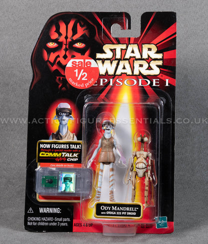 Star Wars: Episode 1 - Ody Mandrell with Otoga 222 Pit Droid - 3.75" Action Figure - CommTalk Chip - New Sealed Card - MOC