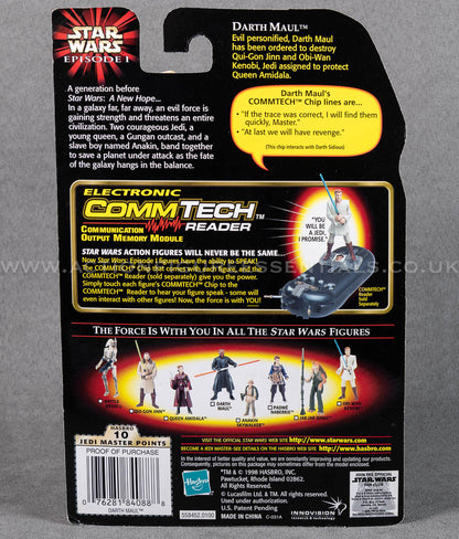 Star Wars: Episode 1 - Darth Maul™ (JEDI DUEL) with Double-Bladed Lightsaber - 3.75" Action Figure - CommTalk Chip - New Sealed Card - MOC