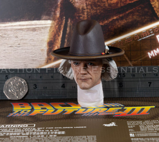 Hot Toys Doc Brown Head Sculpt BTTF3 MMS617 1/6 Scale Western Cowboy