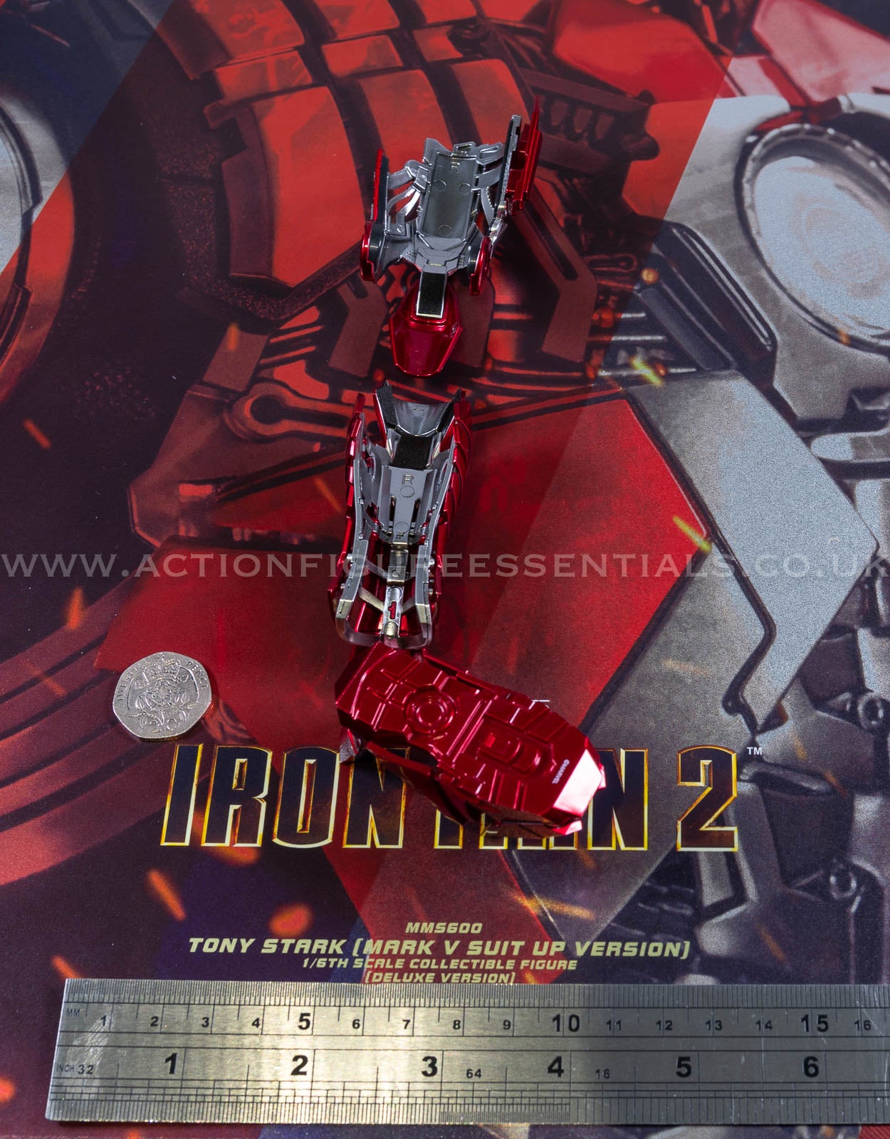 Hot Toys Iron Man 2 Right Leg Armor Suit Up Set Deluxe Version MMS600 1/6 Scale Parts Marvel