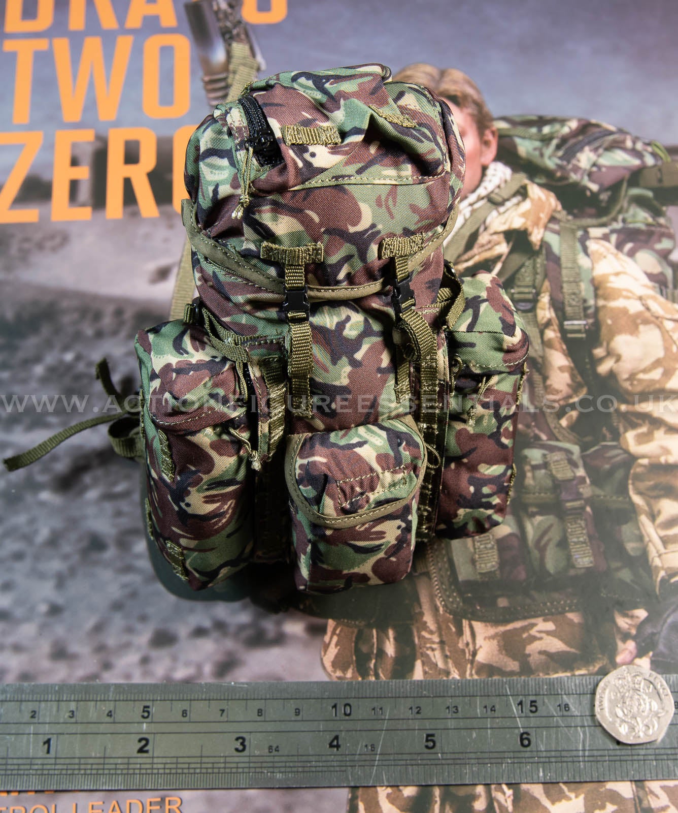 Bravo Two Zero SAS - British Army DPM Camo PLCE Rucksack - 1/6 - Sean Bean Gulf War 1991 - DAMTOYS - DAM78098 - Loose Parts