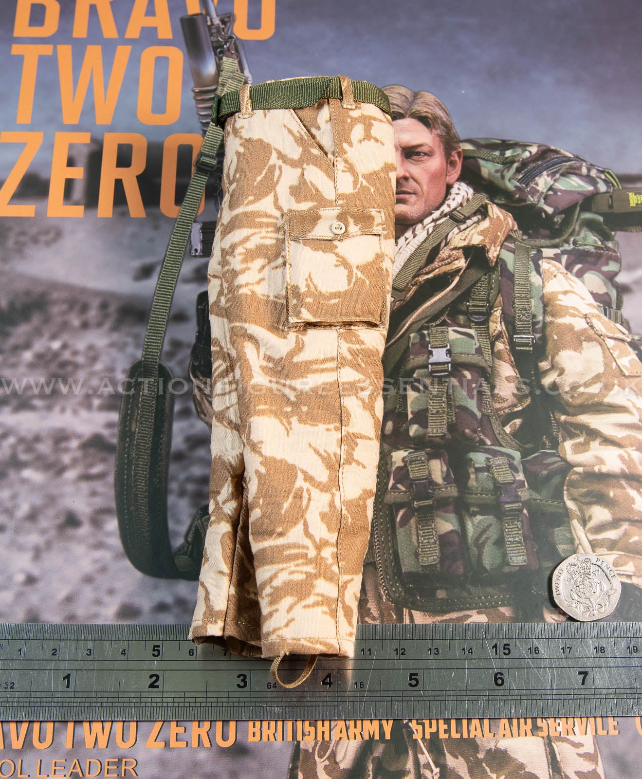 Bravo Two Zero SAS - Desert DPM Camo Combat Pants w Belt - 1/6 - Sean Bean British Army Special Air Service Gulf War 1991 - DAMTOYS - DAM 78098 - Loose Parts